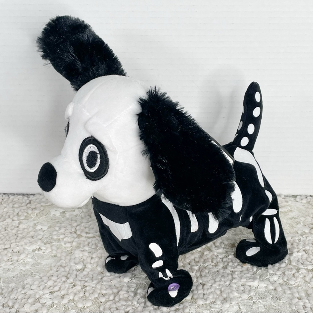 Gemmy Halloween Skeleton Dog Black White Dances To Thriller Music 10” New
